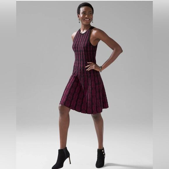 NWT $$150 White House Black Market Sleeveless Python Snake Sweater Dress M Sexy - Picture 2 of 16